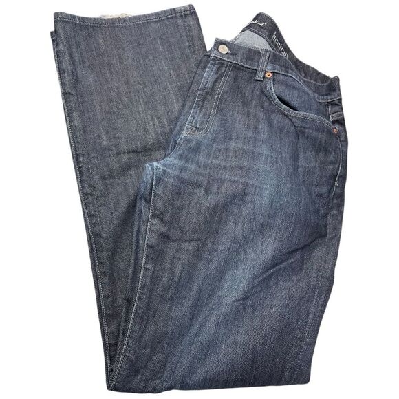 7 For All Mankind Boot Cut Men’s Size 38/35 dark wash distressed Denim Jeans - Picture 3 of 9